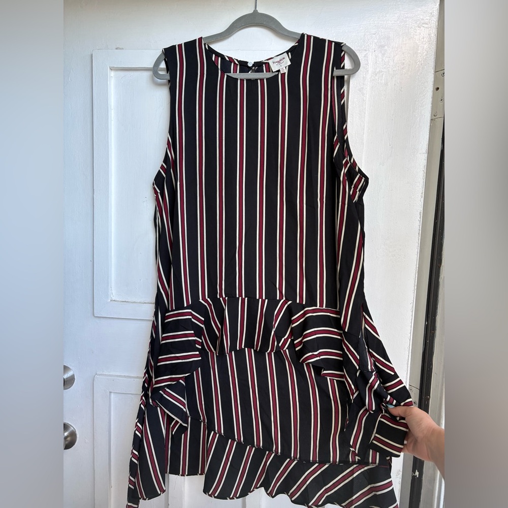 New size 1x Hayden Black, White and red Striped Tunic